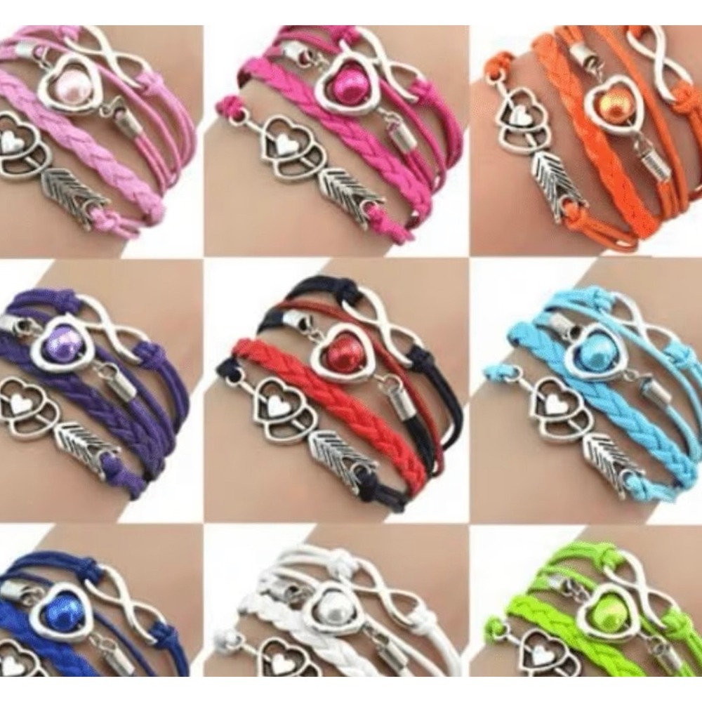 Multi-strand Charmβ Bracelet Women OS Multicolor NEW Boho Heart